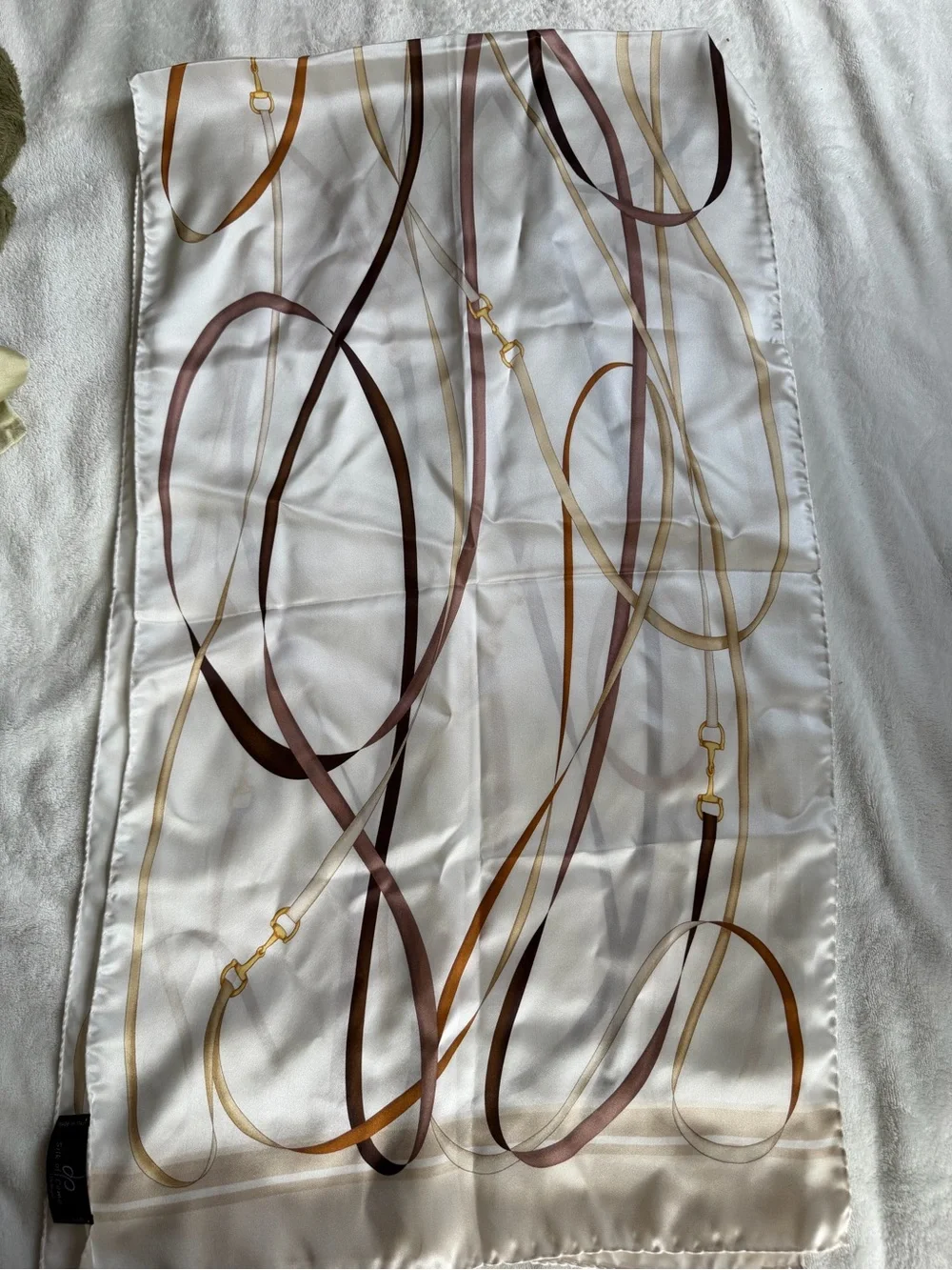 Azalea Bellagio 100% Silk Cream and Brown Scarf